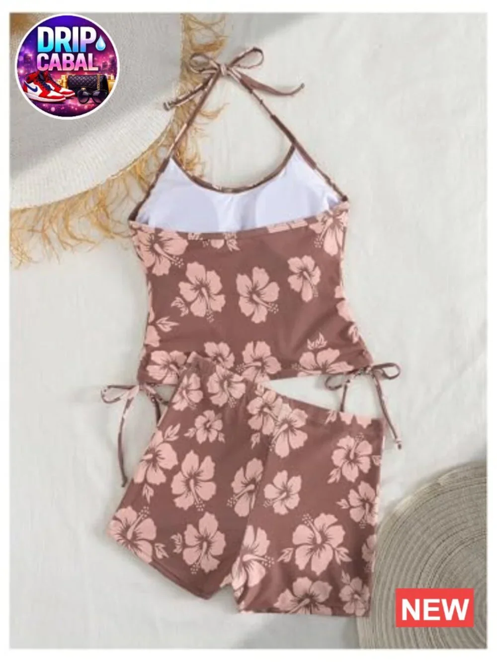 Women's 2 Piece Halter Tankini Swimsuit with Shorts Tummy Control Floral